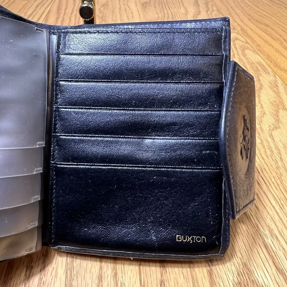 Julia Buxton Womens Heiress Cardex Genuine Leather Wallet Navy Blue Purse